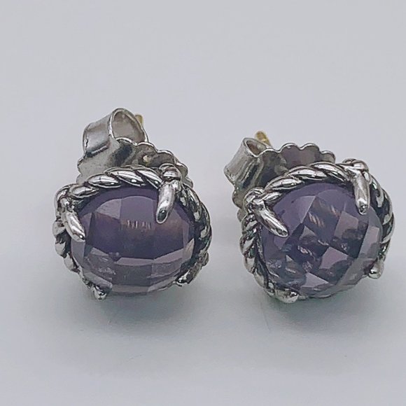 Petite Chatelaine® Stud Earrings in Sterling Silver with Amethyst